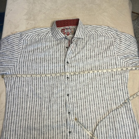7 Downie Street Men’s Button Down Fun Pattern Circles sz9 White Grey Long Sleeve - Picture 8 of 13